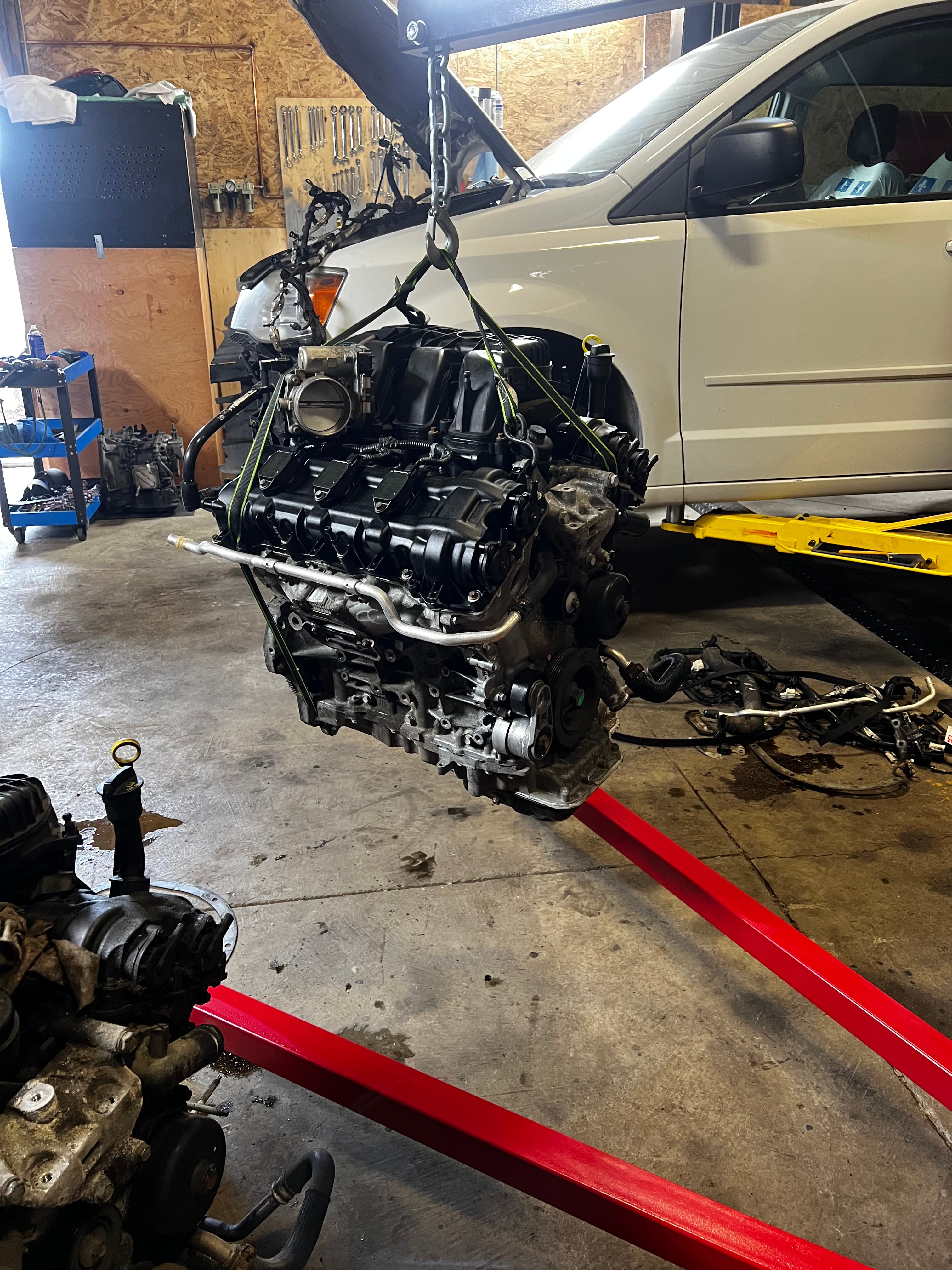 Suspended engine repair