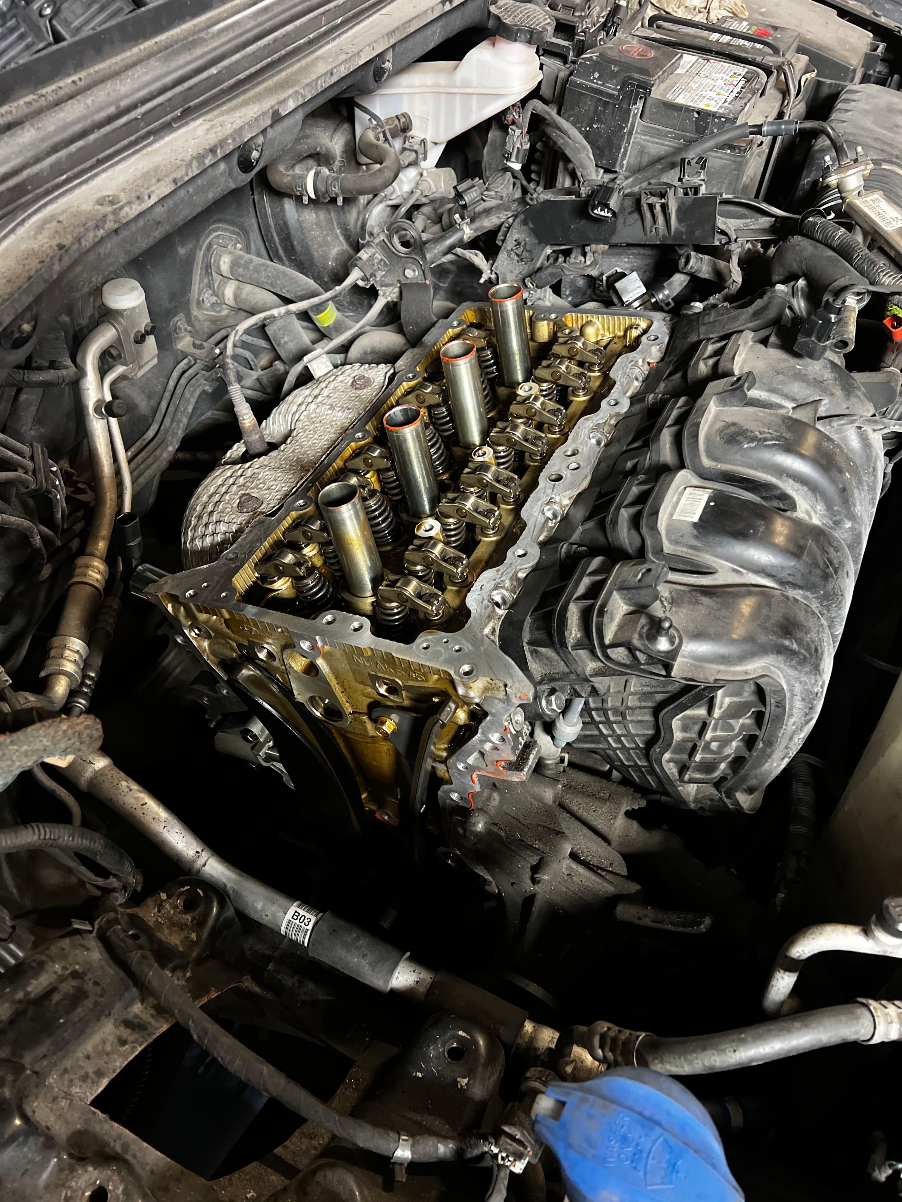 Engine repair in progress